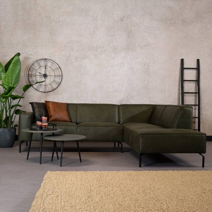 Bronx71 Industriële hoekbank Kansas eco-leer olijfgroen rechts