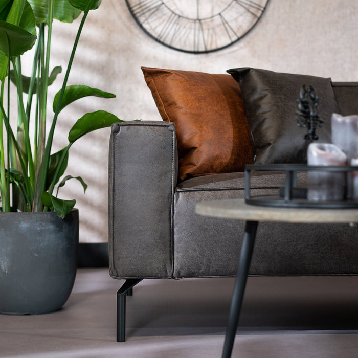 Bronx71 Industriële hoekbank Kansas eco-leer antraciet links