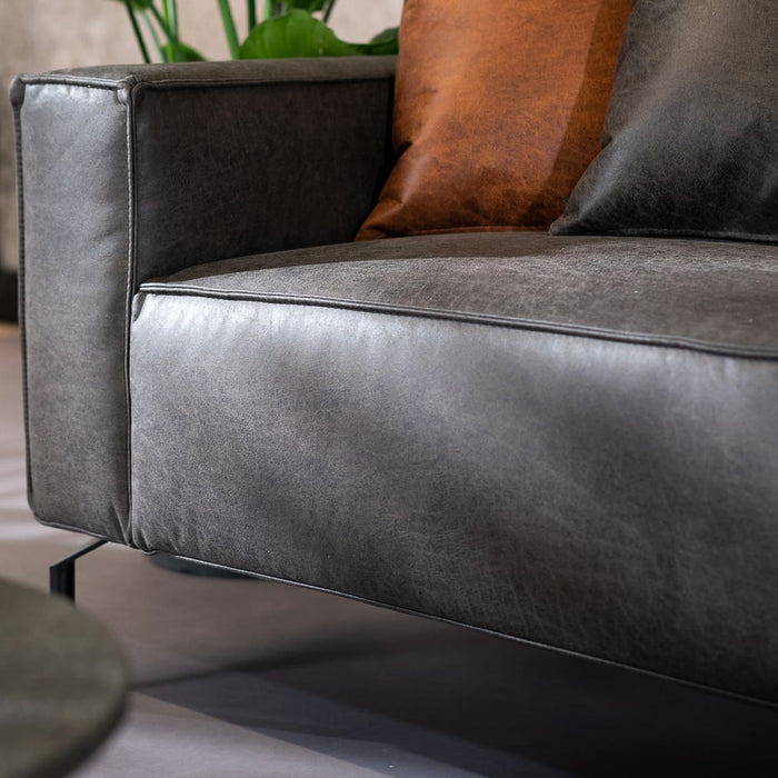 Bronx71 Industriële hoekbank Kansas eco-leer antraciet links