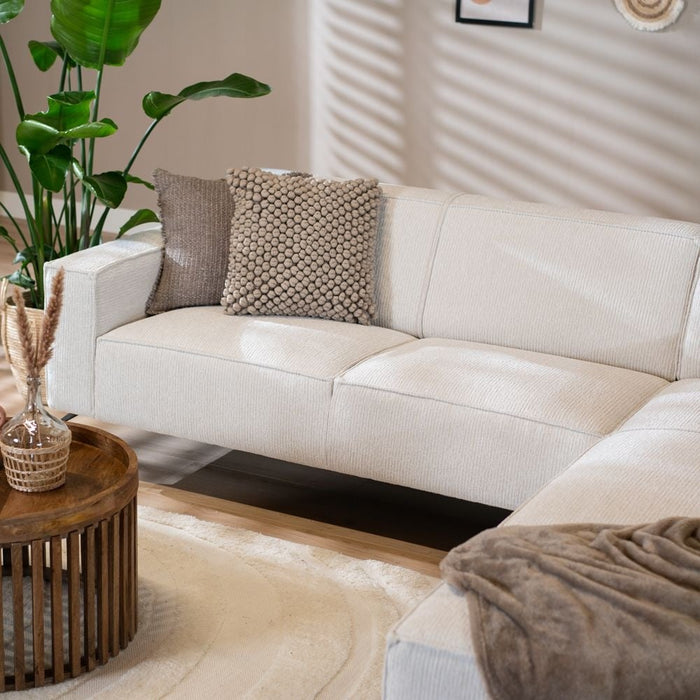 Bronx71 Hoekbank Kansas ribstof off white rechts