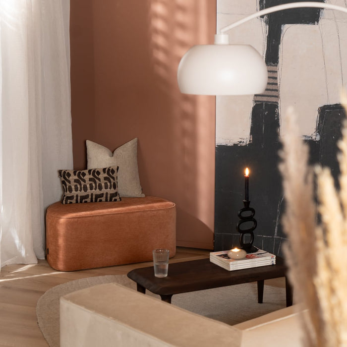 Bronx71 Hocker Neso halve maan stof gemêleerd terracotta