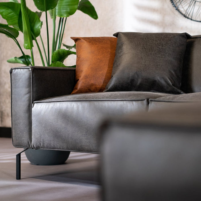 Bronx71 Industriële hoekbank Kansas eco-leer antraciet rechts