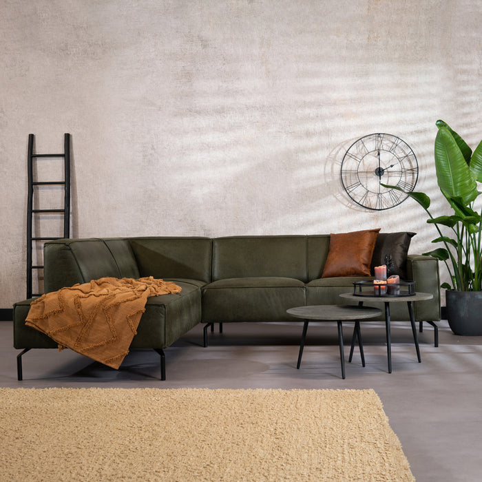 Bronx71 Industriële hoekbank Kansas eco-leer olijfgroen links