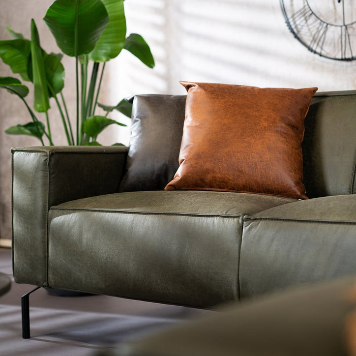 Bronx71 Industriële hoekbank Kansas eco-leer olijfgroen links