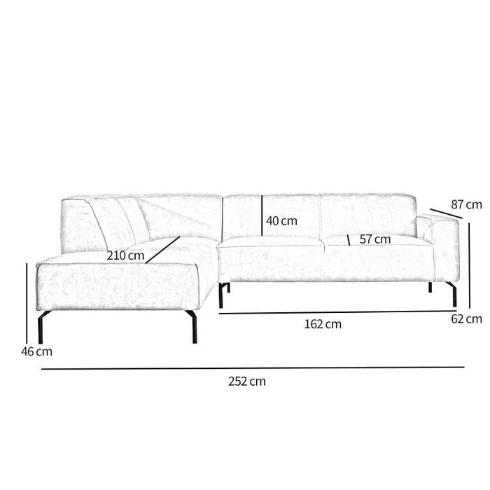 Bronx71 Hoekbank Kansas lichtgrijs ribstof links