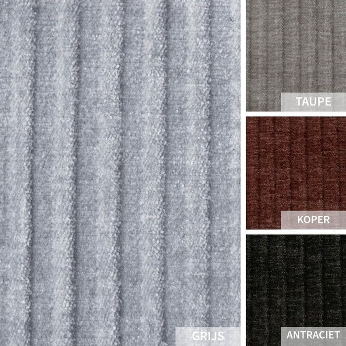 Bronx71 Hoekbank Kansas lichtgrijs ribstof links