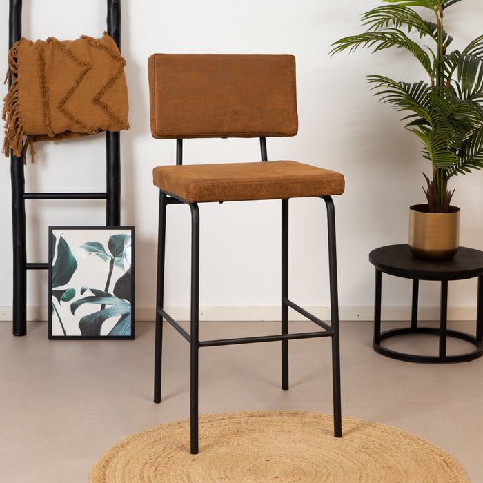 Bronx71 Industriële barkruk Espen cognac eco-leer 64-77 cm -