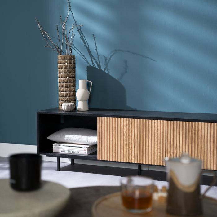 Bronx71 Tv-meubel Ray zwart|blank eiken 150 cm