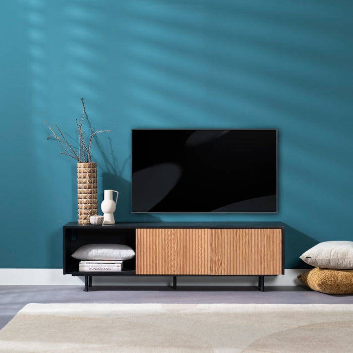 Bronx71 Tv-meubel Ray zwart|blank eiken 150 cm