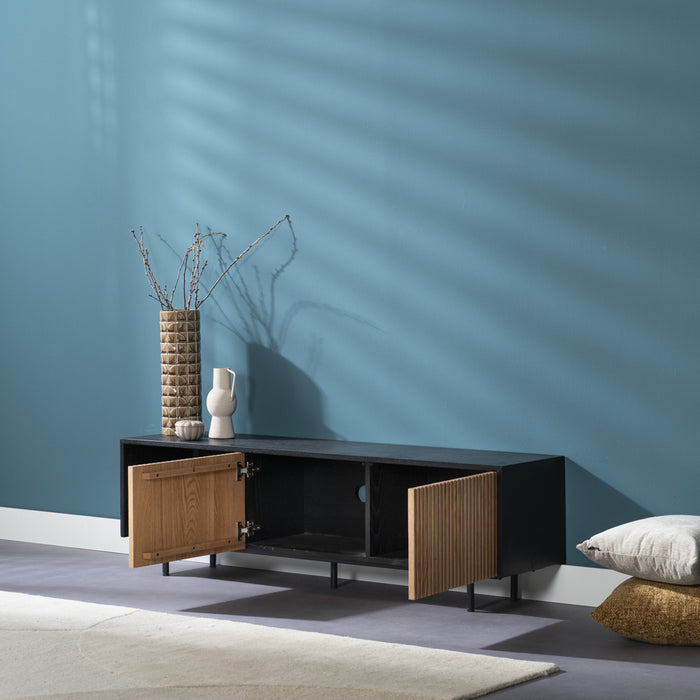 Bronx71 Tv-meubel Ray zwart|blank eiken 150 cm