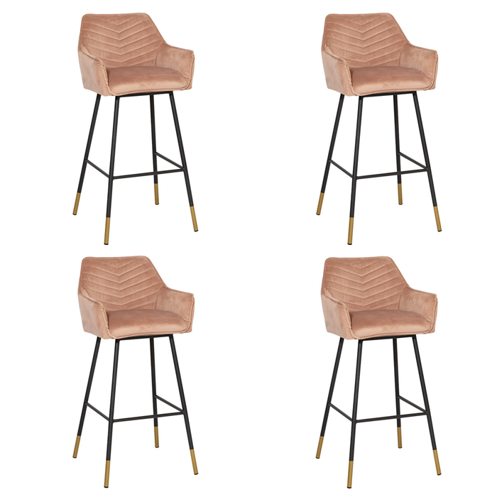 Bronx71 Velvet barkruk Fiona roze 65-78 cm - Barkrukken set van 4