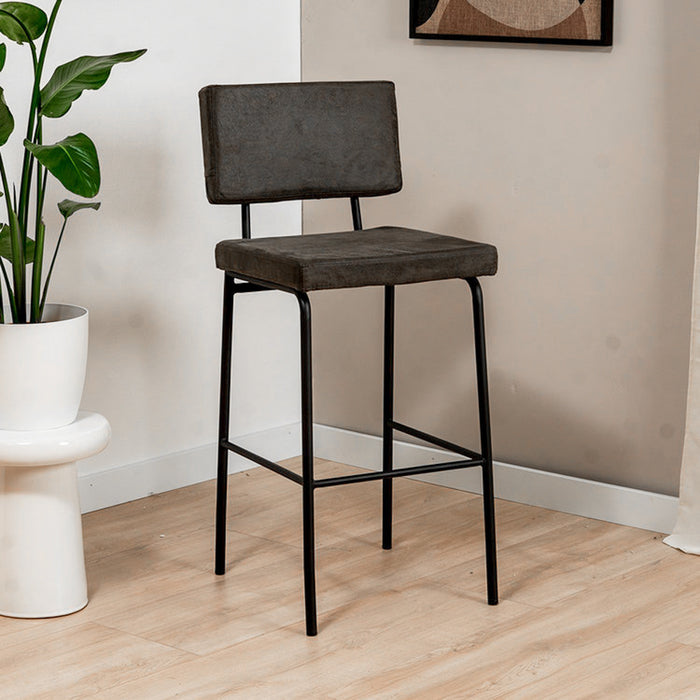 Bronx71 Industriële barkruk Espen antraciet eco-leer 64-77 cm -