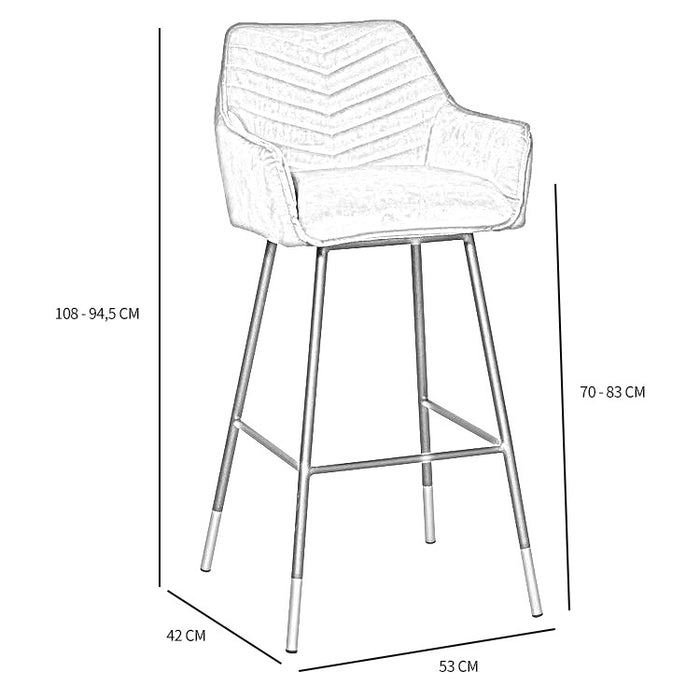 Bronx71 Velvet barkruk Fiona roze 65-78 cm - Barkrukken set van 2