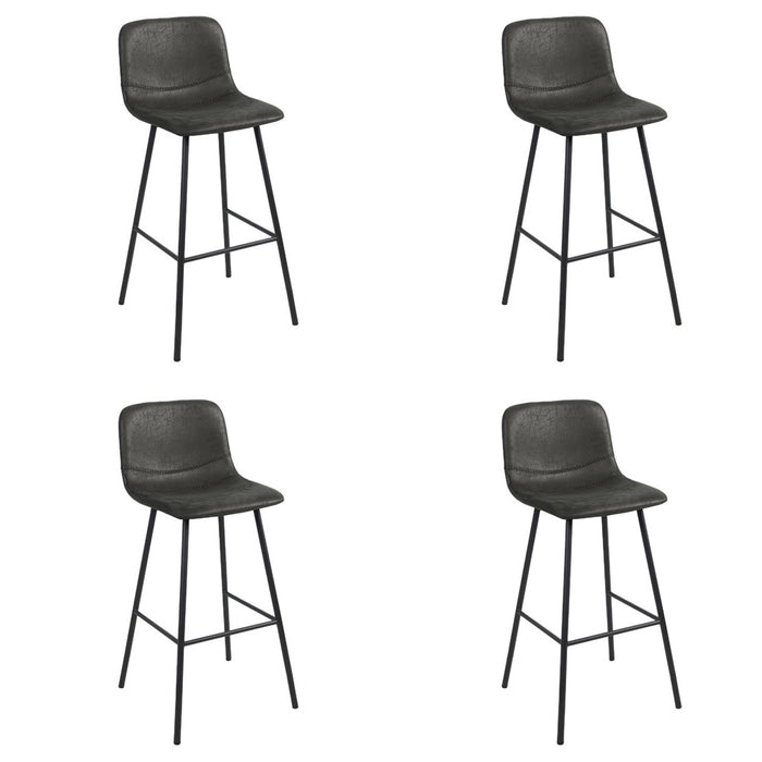 Bronx71 Industriële barkruk Mikky zwart leer 68 - 79 cm - Barkrukken