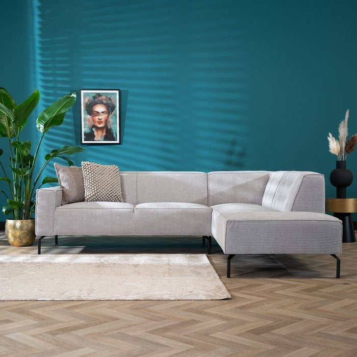 Bronx71 Hoekbank Kansas lichtgrijs ribstof rechts