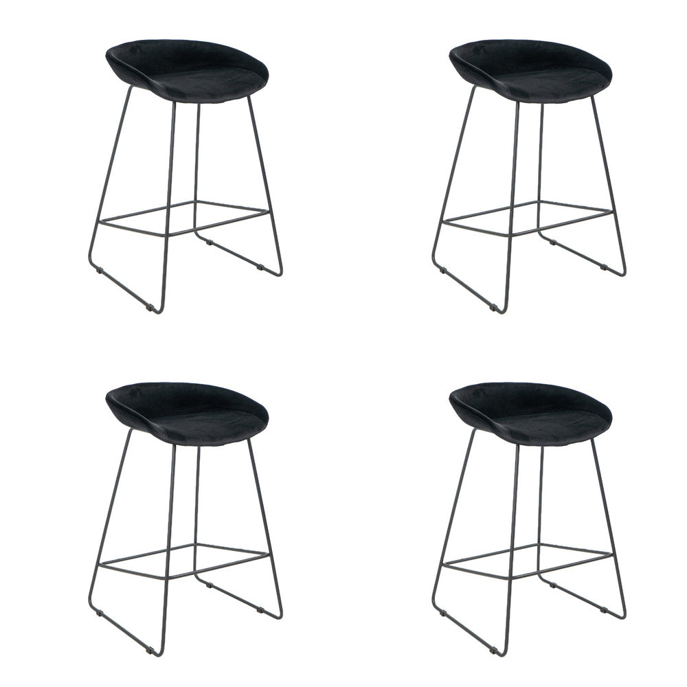 Bronx71 Velvet barkruk Oslo zwart 66 cm - Barkrukken set van 4