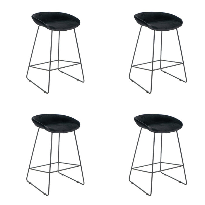 Bronx71 Velvet barkruk Oslo zwart 66 cm - Barkrukken set van 4
