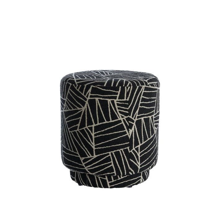 Light & Living Poef Davonte - Zwart - Ø40cm