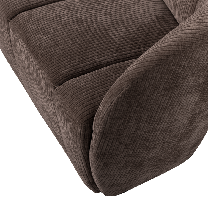 WOOOD Mojo 2-Zits Bankje Rechts - Geweven Ribstof - Bruin