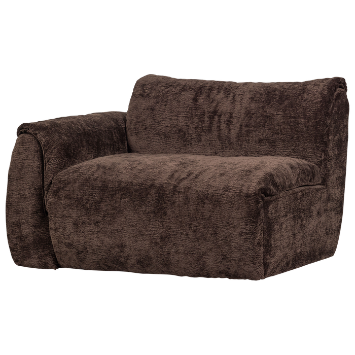 WOOOD Baggy 1-Zits Met Arm Links - Chenille - Donkerbruin - 81x114x101