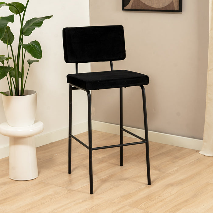 Bronx71 Velvet barkruk Espen zwart 64-77 cm - Barkrukken set van 2