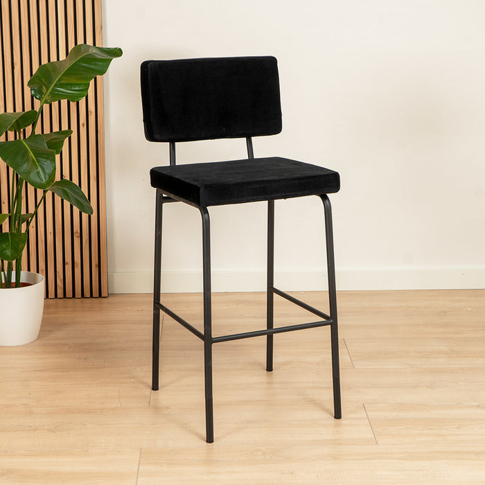 Bronx71 Velvet barkruk Espen zwart 64-77 cm - Barkrukken set van 2