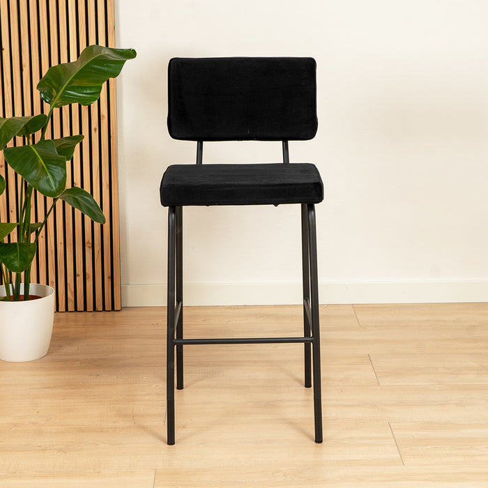 Bronx71 Velvet barkruk Espen zwart 64-77 cm - Barkrukken set van 2