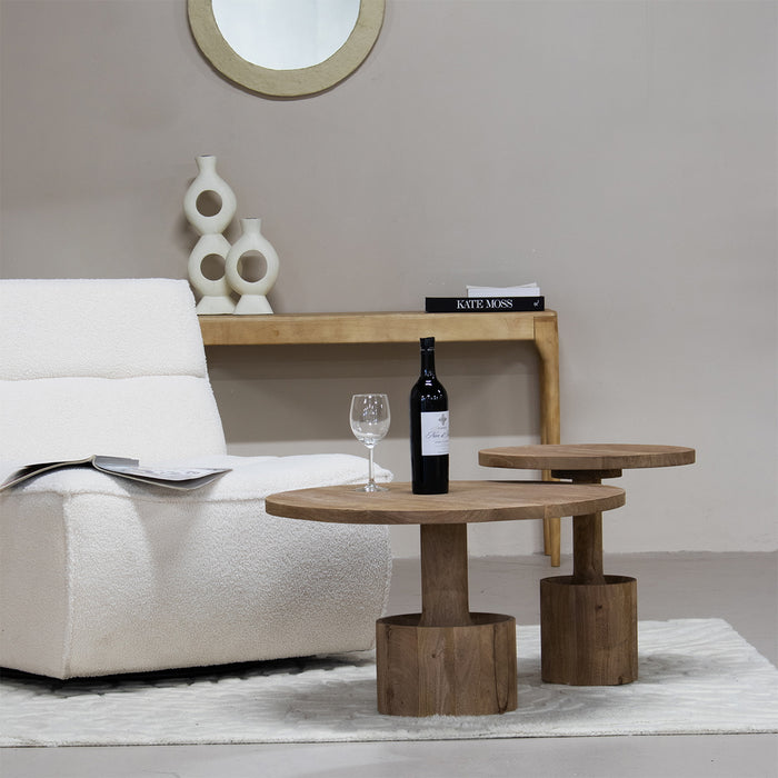 Giga Meubel - Bijzettafel Rond 45cm - Naturel Mangohout - Stacy