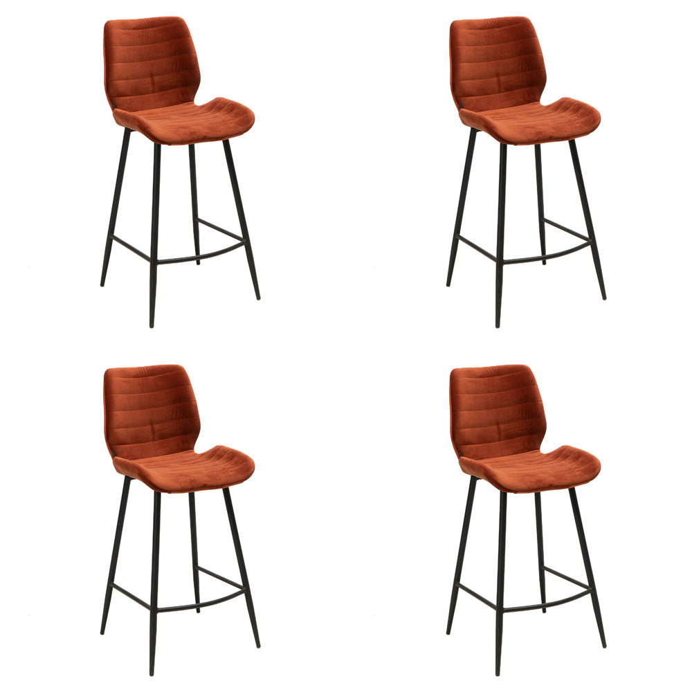 Bronx71 Velvet barkruk Toby koper 71 cm - Barkrukken set van 4