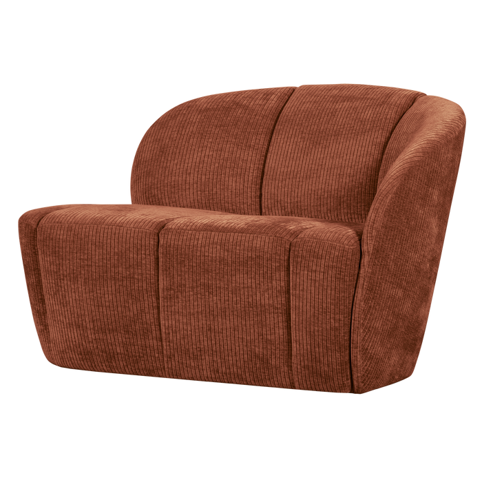 WOOOD Mojo 2-Zits Bankje Rechts - Geweven Ribstof - Roestbruin