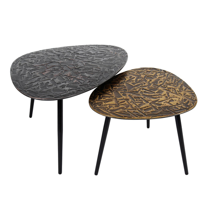 Giga Meubel - Salontafel Driehoek - 80x60x43cm - Set Van 2 - Patina