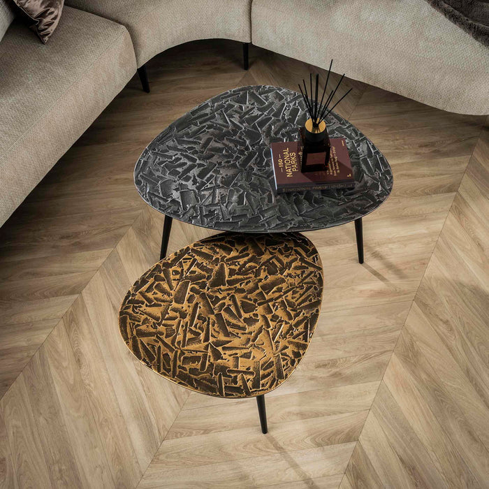 Giga Meubel - Salontafel Driehoek - 80x60x43cm - Set Van 2 - Patina