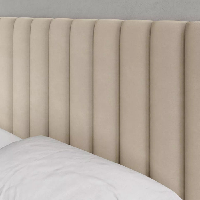 by fonQ Mara Tweepersoonsbed met Opbergruimte 180 x 200 cm - Fluweel / Crème