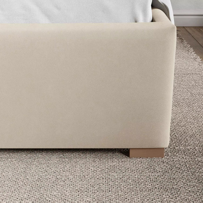 by fonQ Mara Tweepersoonsbed met Opbergruimte 180 x 200 cm - Fluweel / Crème