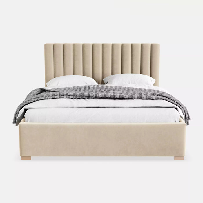 by fonQ Mara Tweepersoonsbed met Opbergruimte 160 x 200 cm - Fluweel / Crème