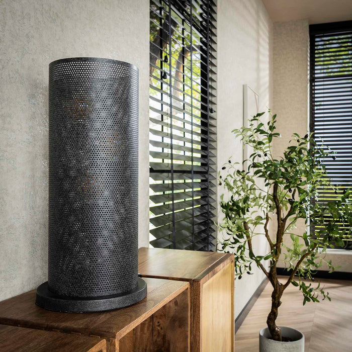 Giga Meubel - Tafellamp Metaal Zwart - 25x25x54cm - Koker Mesh