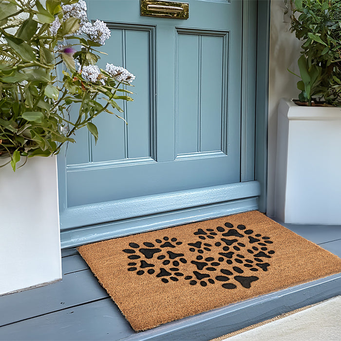 Clayre & Eef Deurmat 75x45 cm Bruin Zwart Kokos Hart