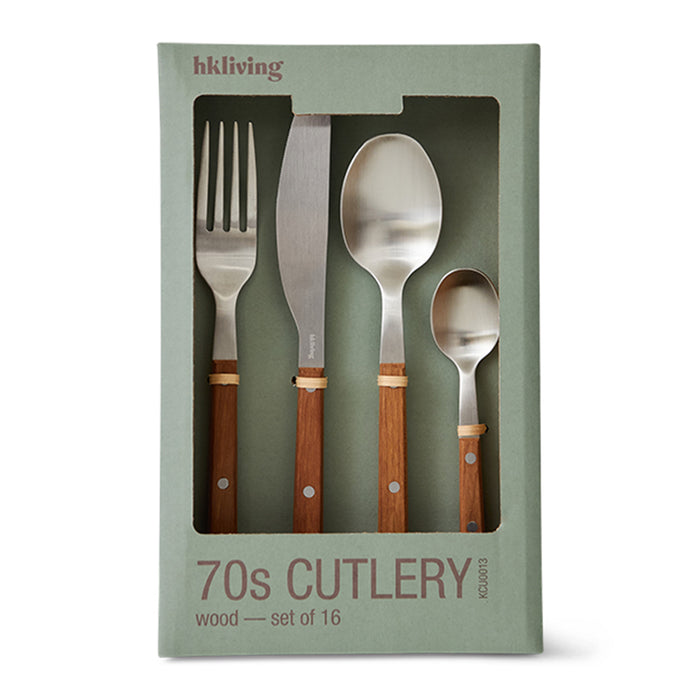 HKliving 70's Bestekset 16-delig - Wood
