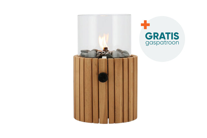 Cosiscoop Timber teak - gaslantaarn met gaspatroon