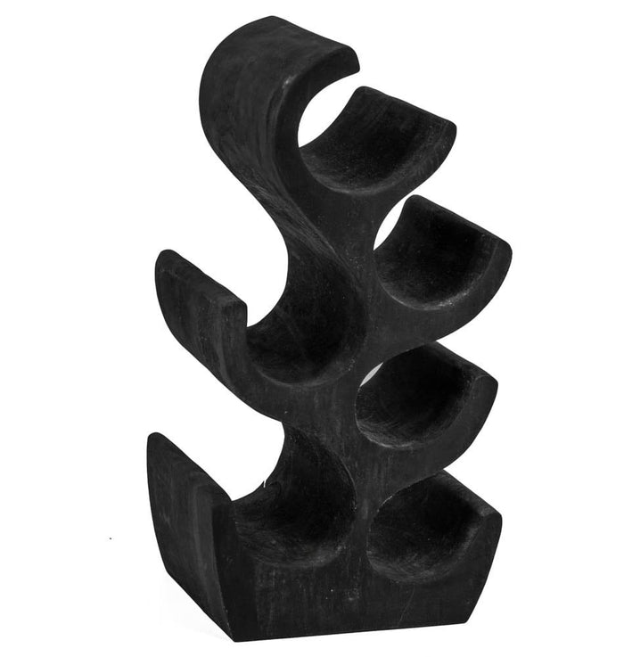 Wijnrek van Teakhout - Wijnrekken - Hout - Zwart - 20 x 15 x 50 cm