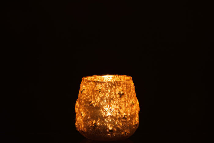 J-Line Kaarshouder met sterren - glas - goud - S