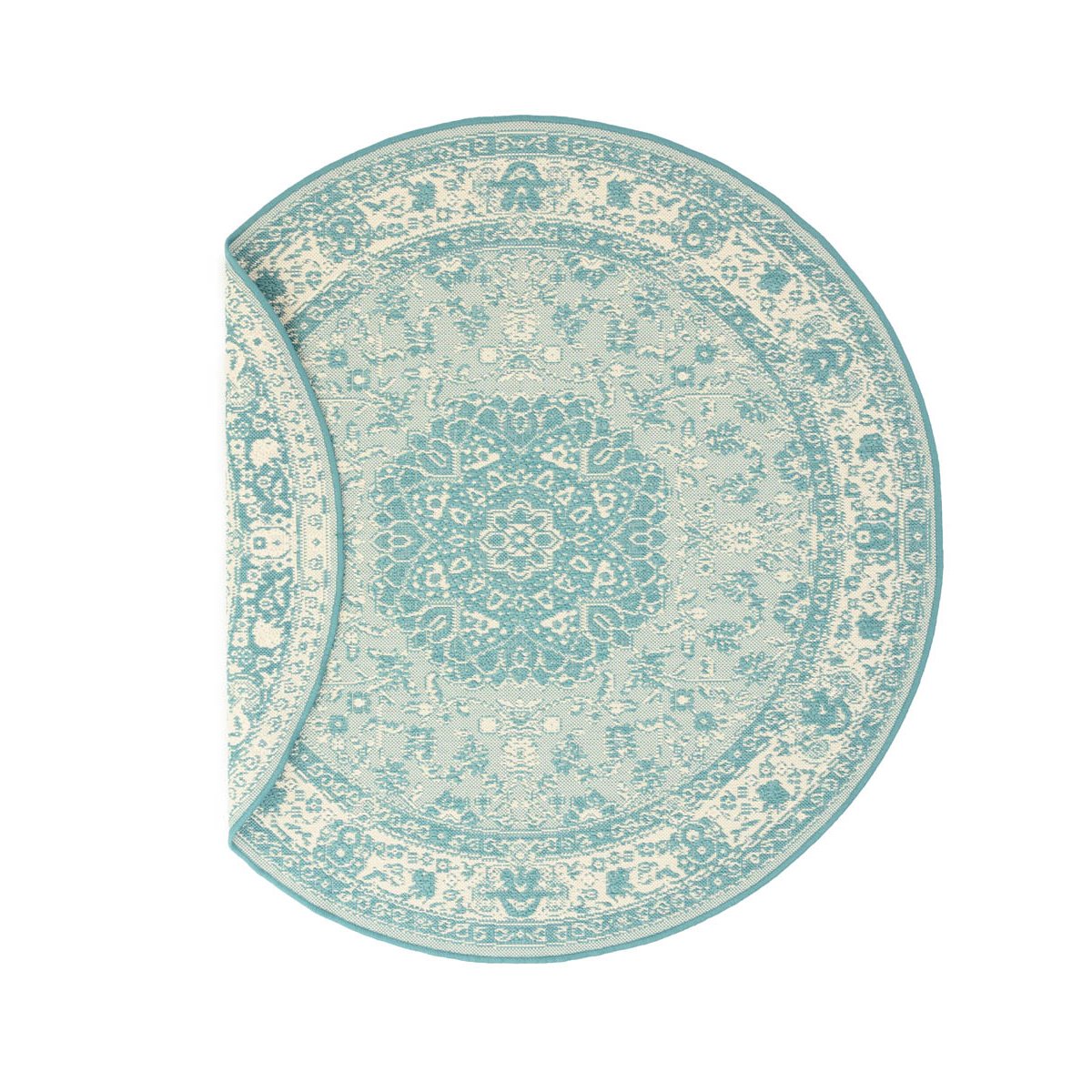 Tapeso Rond Vintage buitenkleed - Flip Agnes turquoise - 200 cm