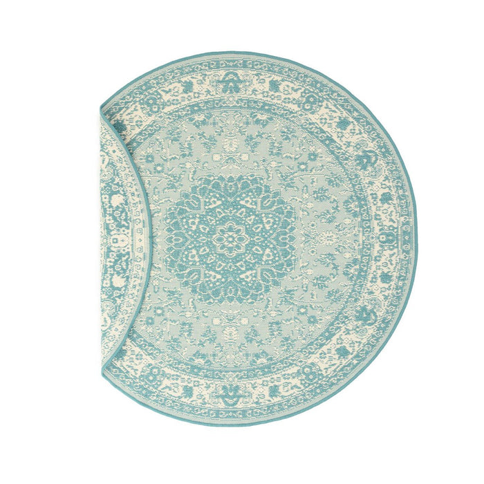 Tapeso Rond Vintage buitenkleed - Flip Agnes turquoise - 200 cm
