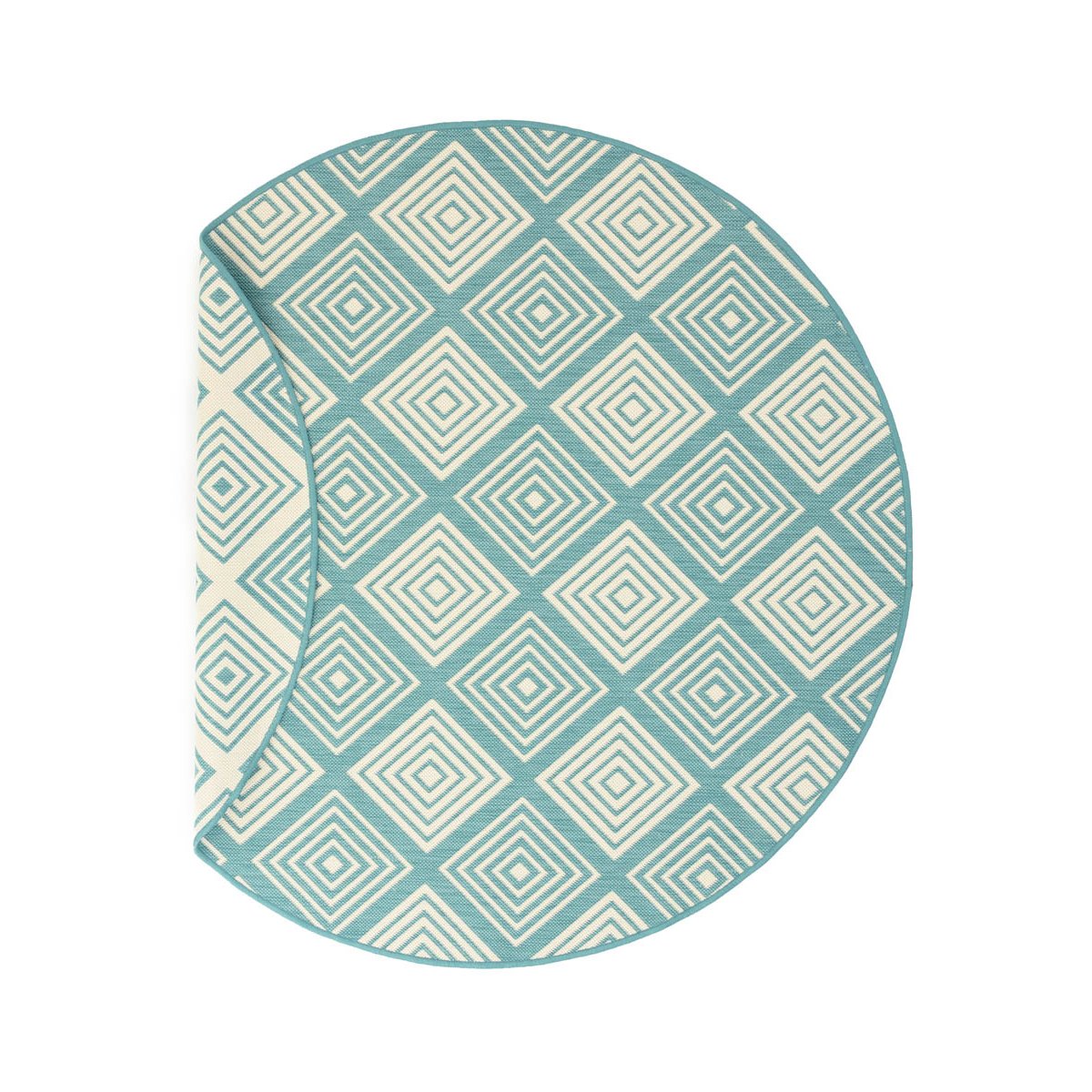 Tapeso Rond Buitenkleed ruit - Flip Gem turquoise - 160 cm