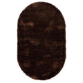Tapeso Ovaal hoogpolig vloerkleed velvet - Posh donkerbruin - 120x180