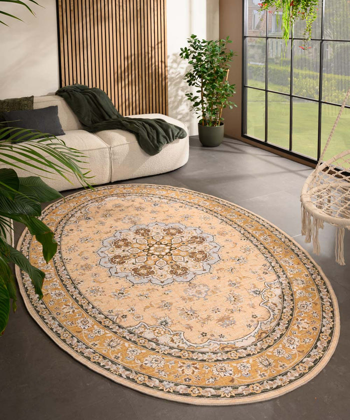 Heritaged Buitenkleed ovaal Vintage - Valenca Nova geel - 80x150 cm