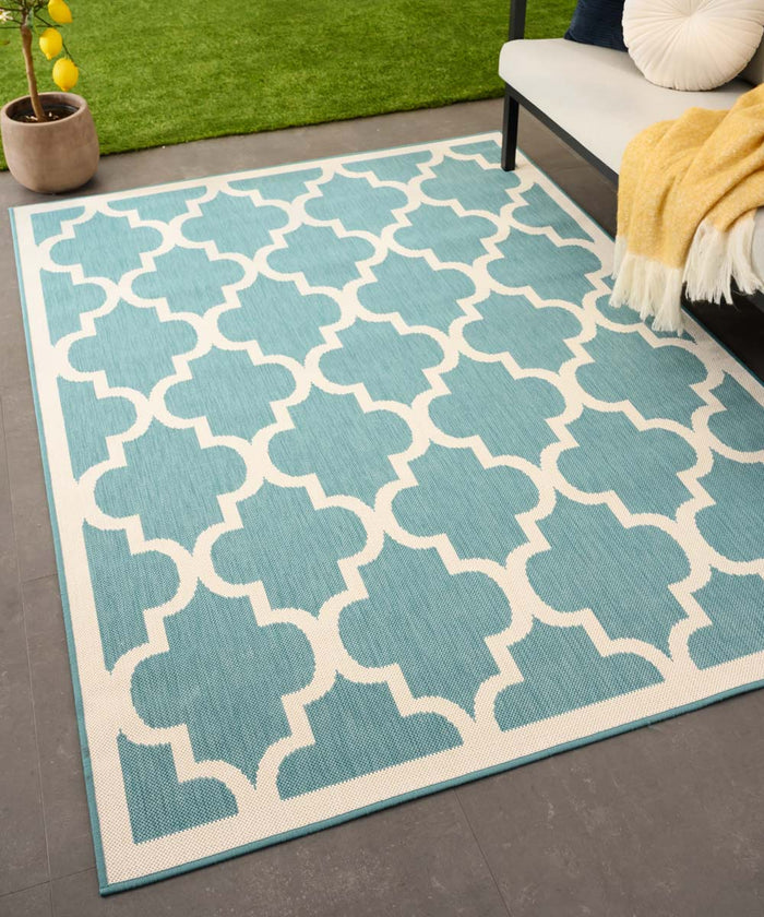 Tapeso Retro buitenkleed - Flip Lucky turquoise - 200x280 cm