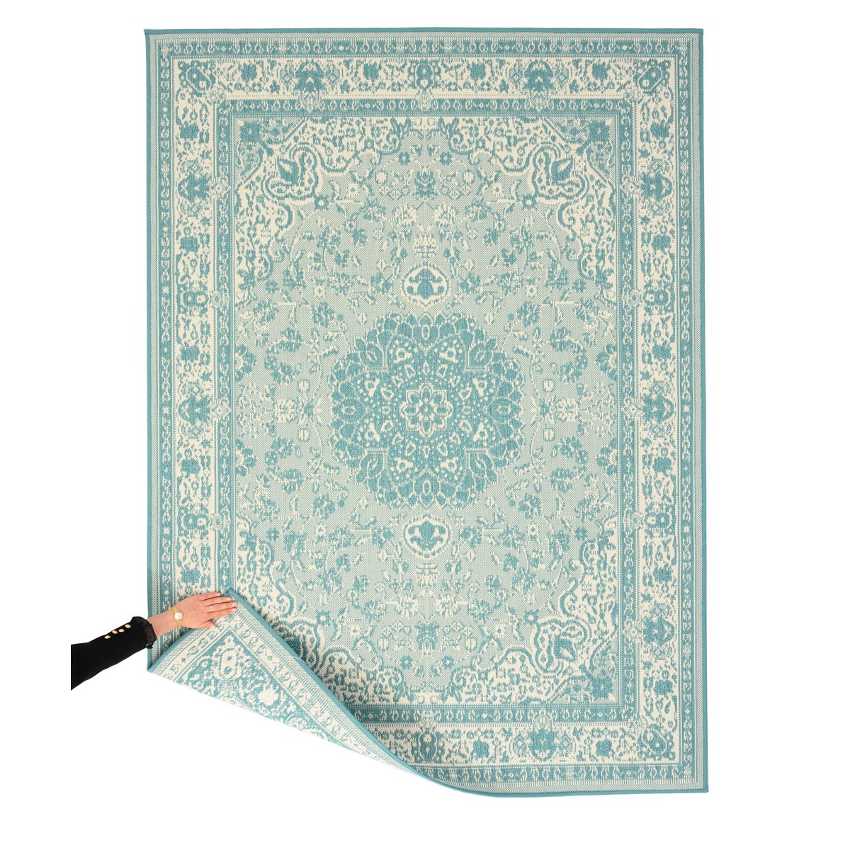 Tapeso Vintage buitenkleed - Flip Agnes turquoise - 160x220 cm