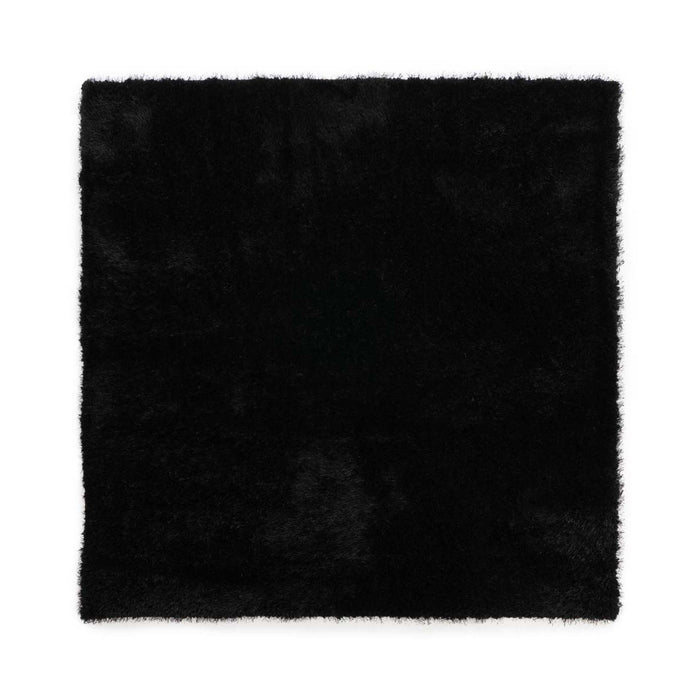 Tapeso Vierkant hoogpolig vloerkleed velvet - Posh zwart - 140x140 cm