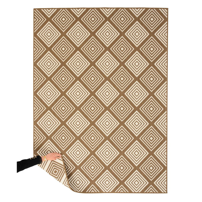 Tapeso Buitenkleed ruit - Flip Gem lichtbruin - 200x280 cm
